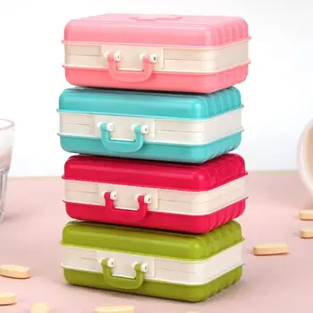 

Portable Suitcase 6 Grid Capsule Box Organizer Pill Storage Cases Container