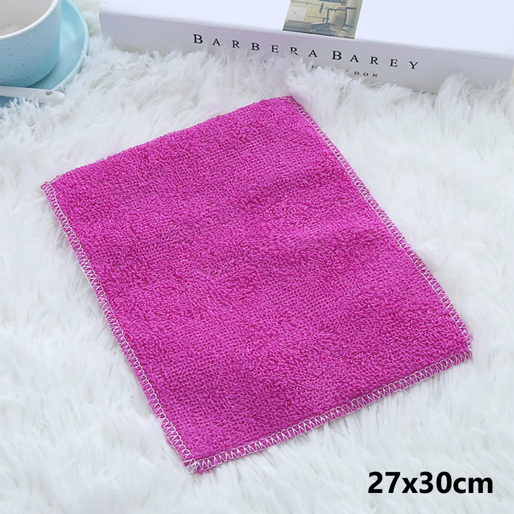 Purple 27x30cm Микрофибра из бамбукового волокна для посуды ткань для чистки посуды супер абсорбент полотенце прочная тряпка кухонное полотенце ткань двусторонняя - Цвет: Purple 27x30cm