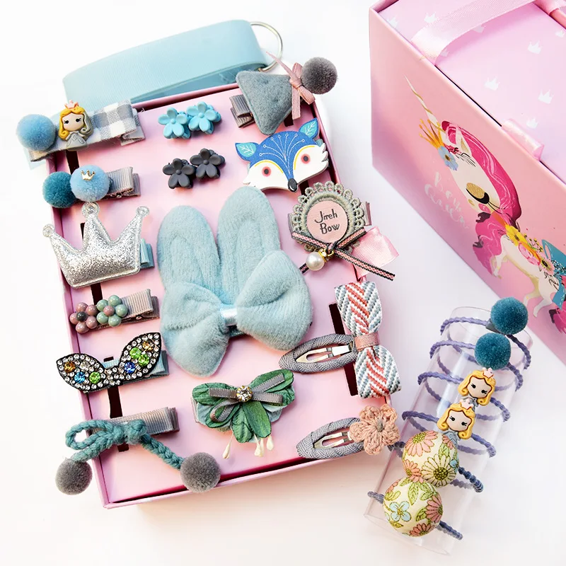 1set=24pcs Cartoon Kids Hair Accessories Unicorn Hair Clips for Girls Gift Set Hair Bows for Girs Handmade Hairpins Hairgrips - Цвет: G