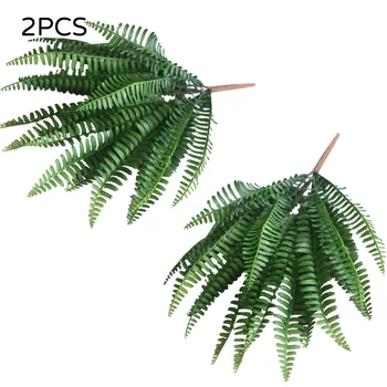 

2PC Artificial Fern Plants Lifelike Fake Shrub Home Garden Wedding Decoration Imitation Leaves Table Decors