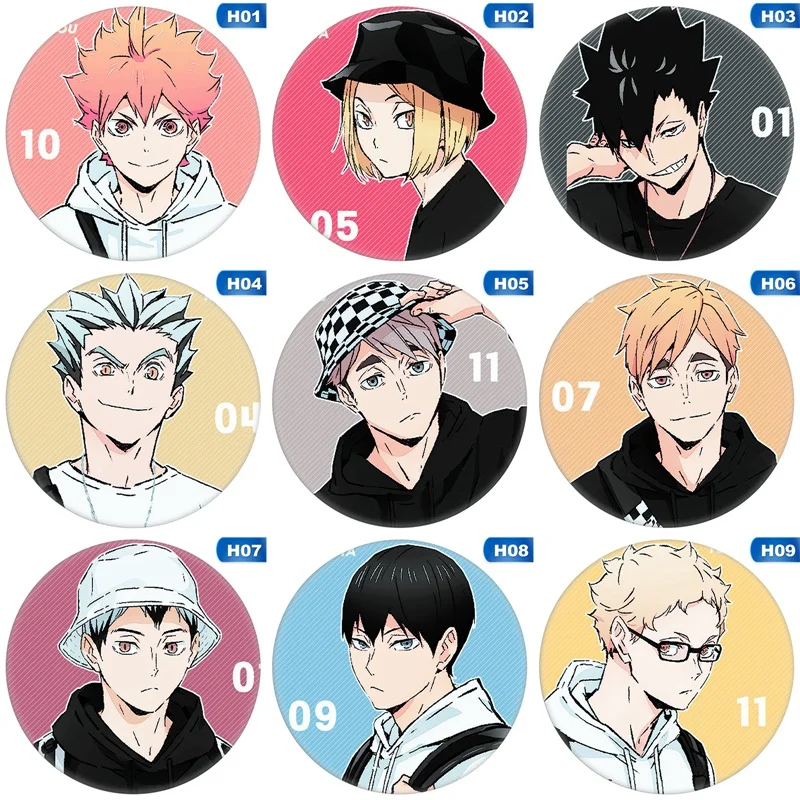 1 قطعة مانغا Haikyuu!! تأثيري شارات بروش دبابيس 58 مللي متر اليابان أنيمي جمع شارة للملابس على الظهر