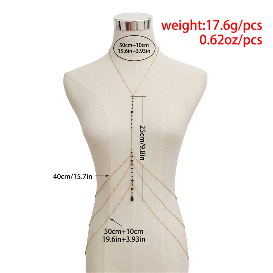 PENGBIN Fashion Sexy Body Chain Female Multi-layer Crystal Tassel Neck Chain Handmade Clothing Chain Beach Bikini Accessories