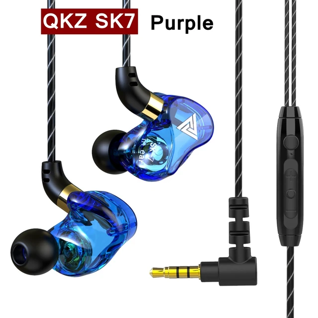 Original QKZ AK6 Copper Driver HiFi Wired Earphone Sport Running  Headphones Bass Stereo Headset Music Earbuds fone de ouvido SK7 Purple