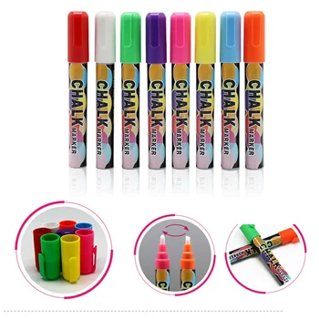 

8 Pcs/pack Chalk Marker Pen Eraseable Markers 6mm Reversible Bullet Tip Fluorescent Markers Highlighters for LED Menu Board