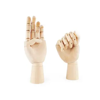 

7inch Wooden Sectioned Opposable Articulated Left/Right Hand Figure Manikin Hand Model for Drawing, Sketching, Painting (Left+Ri