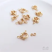 

14K Gold Filled Spring buckle steering wheel buckle circle pearl necklace bracelet link diy accessories