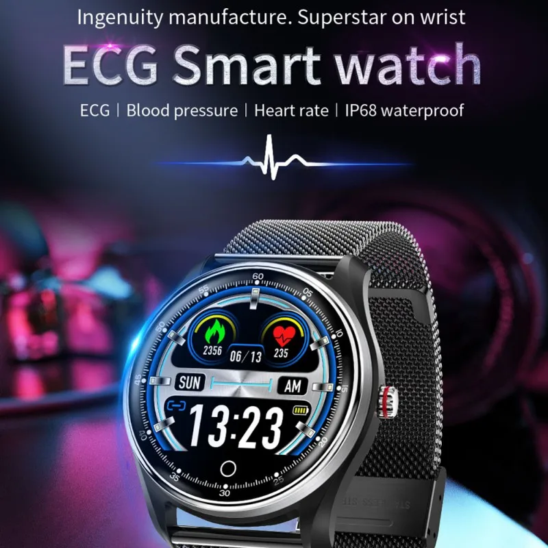 Прочный смарт-браслет M9 часы с сенсорным экраном ЭКГ+ PPG ЭКГ HRV отчет IP68 водонепроницаемый кожаный ремешок Новинка