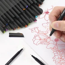 60 Цвет тонко пишущие 0,4 мм Цвет набор чертежный вкладыш кисть художественный маркер скетч фломастер, Классическая приковывающая взгляд тонкая ручка