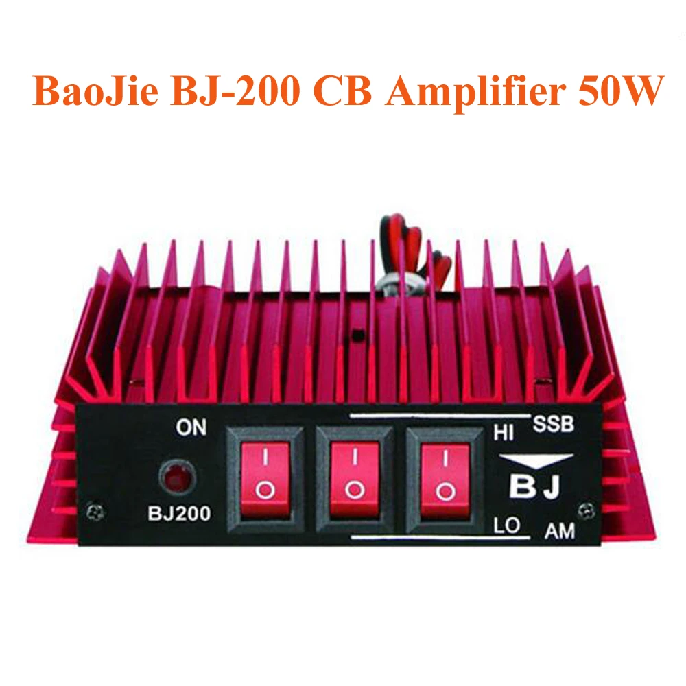 BaoJie BJ-200 50W CB Radio Power Amplifier HF Amplifier 3-30 MHz AM/FM/SSB/CW Walkie Talkie CB Amplifier 1m shortwave radio power cord cable for yaesu ft 450d ft 991a ts 480 ic 7000 ic 7600 walkie talkie power cord n9x1