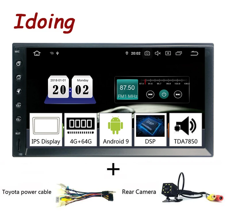 Idoing 2Din " PX5 4G+ 64G Восьмиядерный Универсальный Автомобильный gps радио плеер Android 9,0 ips экран навигация Мультимедиа Bluetooth TDA7850 - Цвет: Toyota and Camera