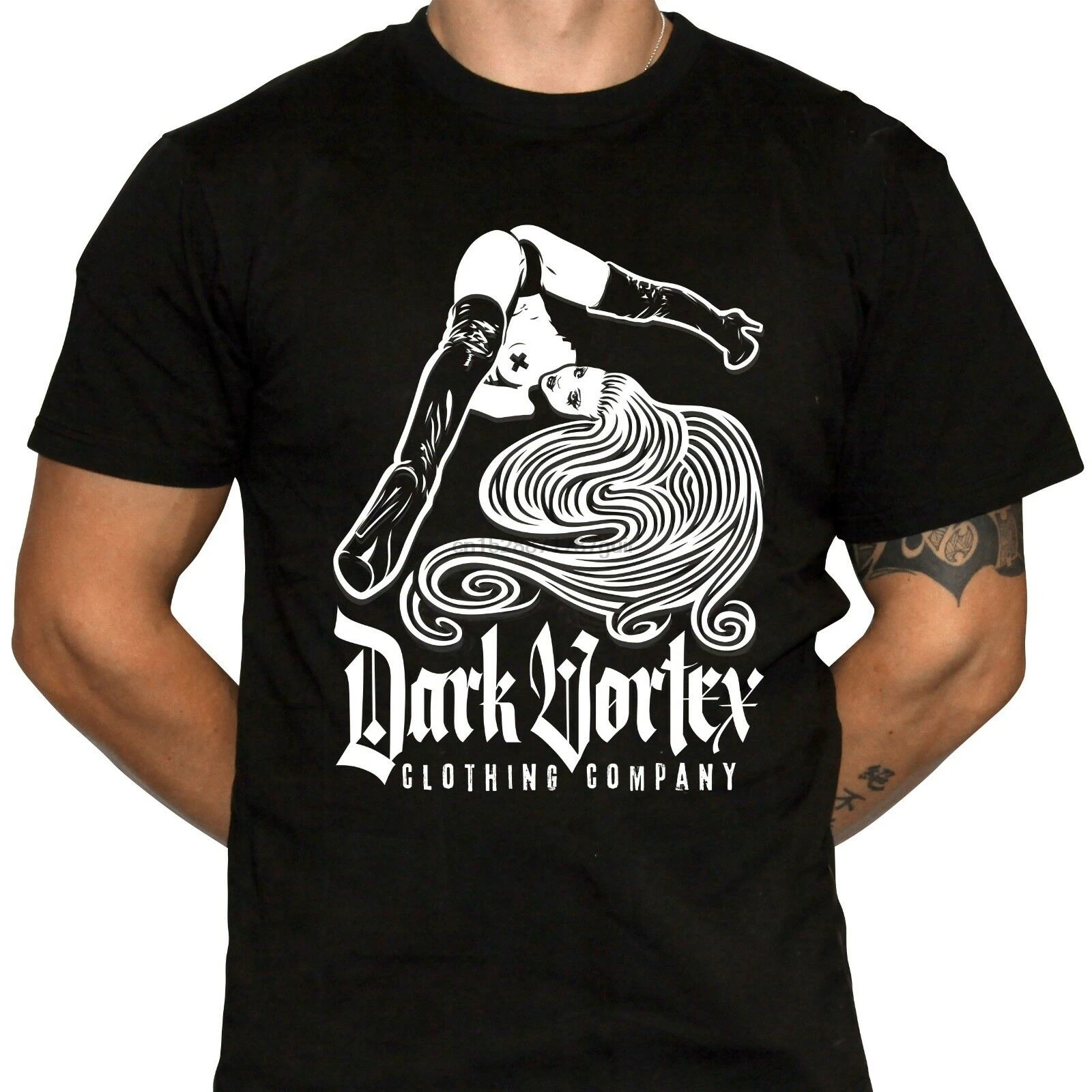 

Dark Vortex Clothing Upside Down Pinup Girl T-Shirt FREE SHIPPING