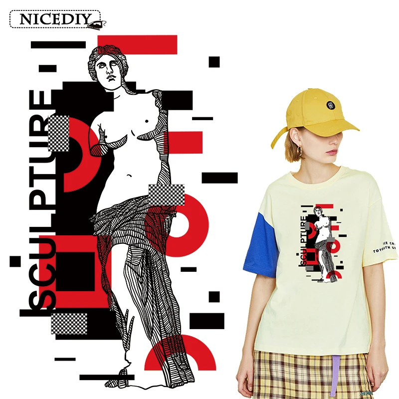 

Nicediy Iron On Transfers For Clothes Fashion Goddess Statue Patches Heat Transfer Vinyl Sticker Thermal Transfer Applique Badge