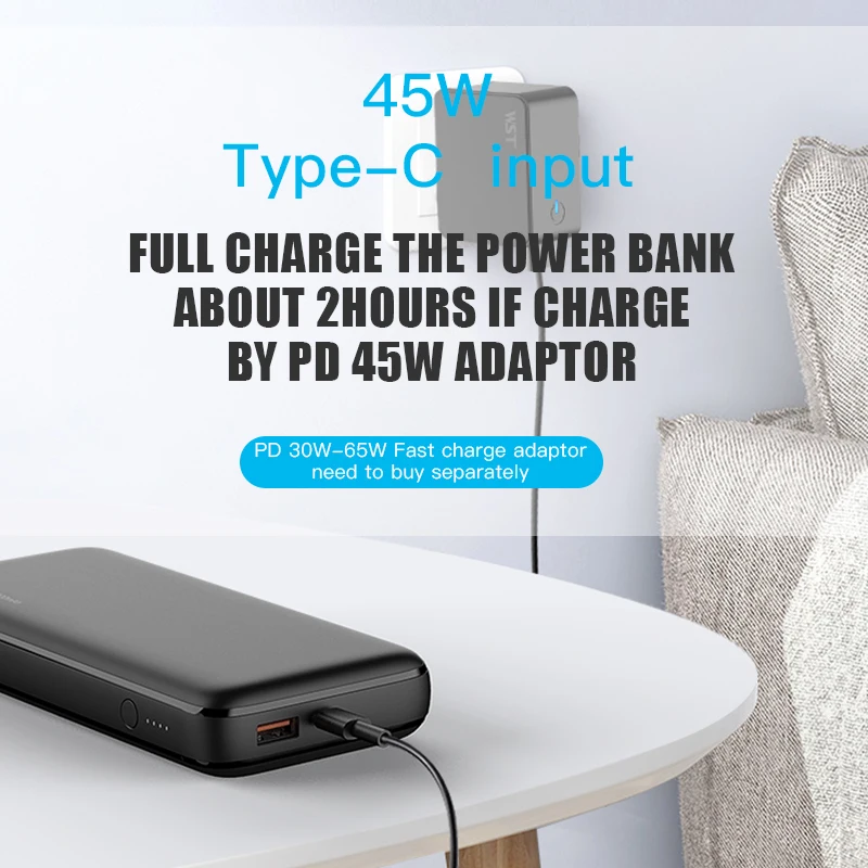 Power Bank 20000mAh PD 60W Fast Charging for Huawei P30 P40 Laptop Powerbank Portable External Battery Charger for iPhone Xiaomi wireless charging power bank