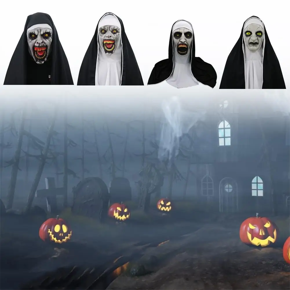 

Masquerade Mask Halloween Ghost Festival Horror Movie Scared Female Ghost Face Headgear Nun Mask Series Halloween Nun Mask