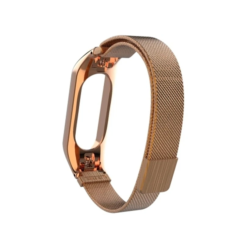 Сменный ремешок для Xiaomi Band 3 с магнитной поглощающей сталью с двойной пряжкой(розовое золото