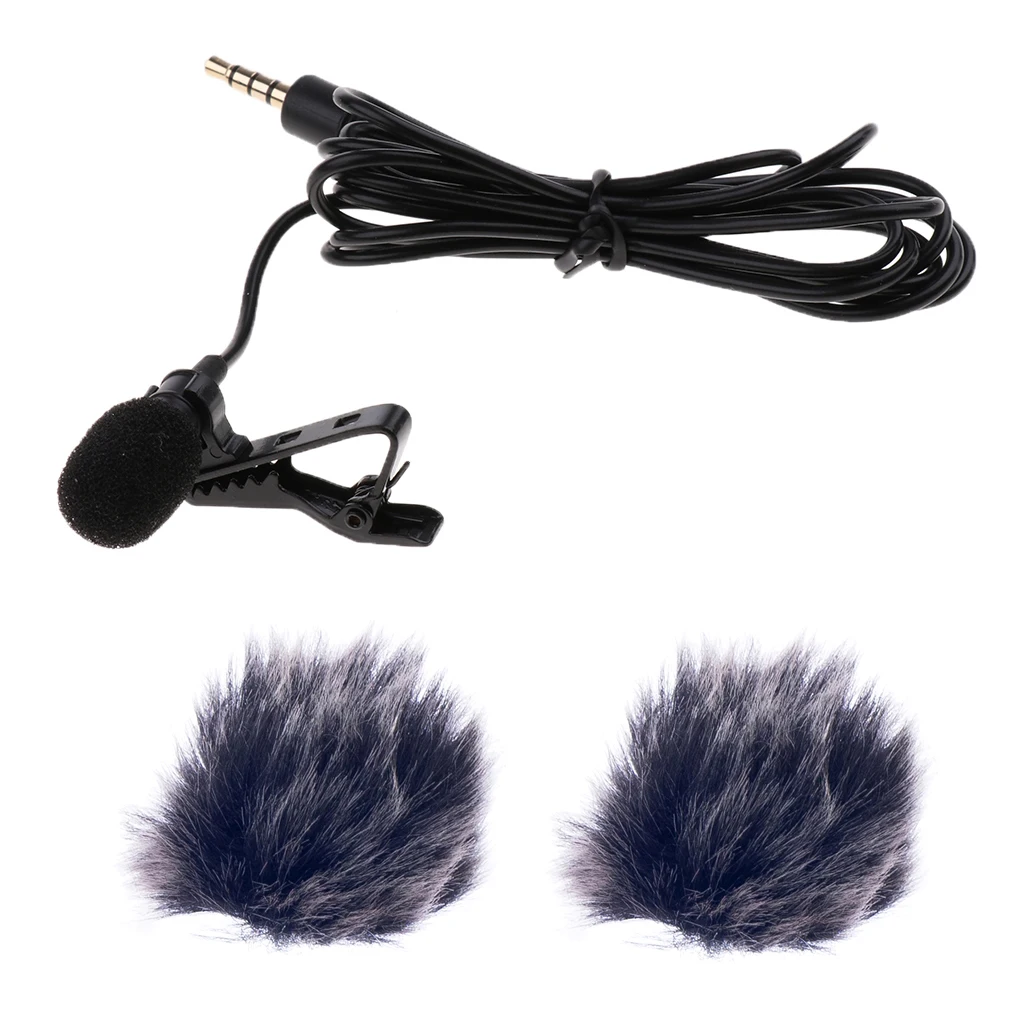 Portable Mini Microphone Clip-on MIC w/ Fur Microphone Windmuff Recording Accessory