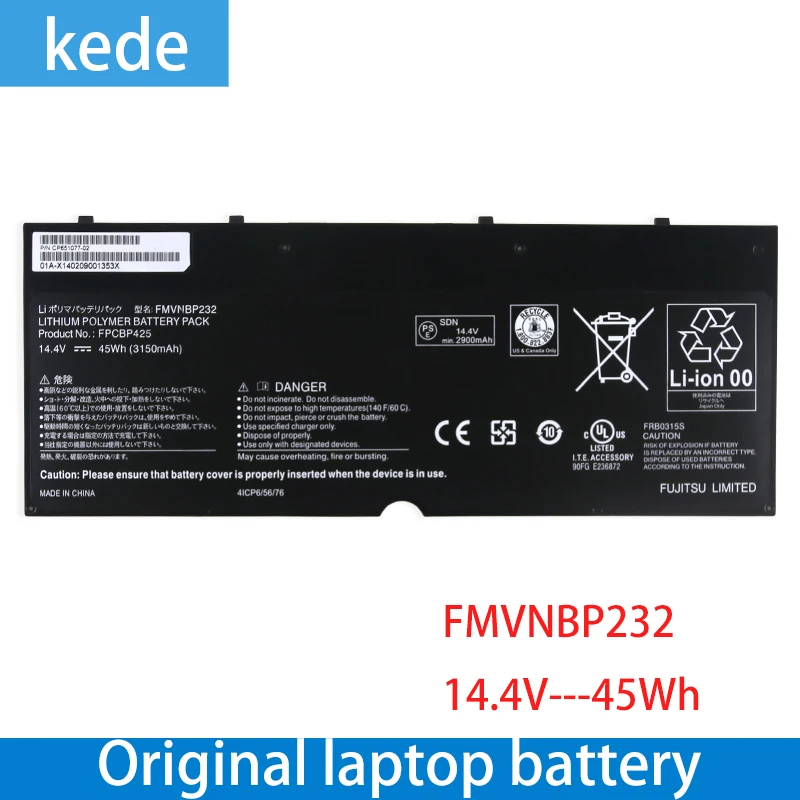 Kede Оригинальный аккумулятор для ноутбука FMVNBP232 FPCBP425 Fujitsu Lifebook U745 T935 T904U 14 4 В 45 Вт/ч