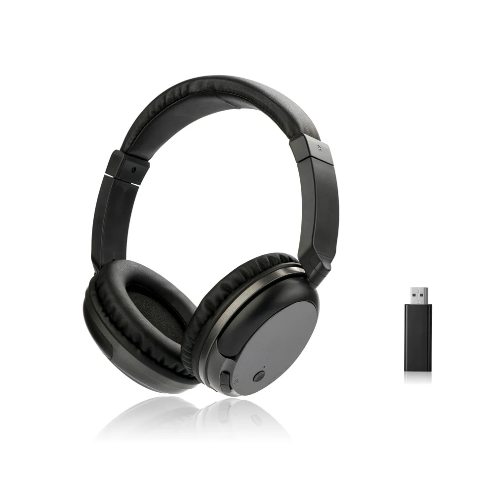 Professional Wireless Headset For TV PC Computer MP3 TV Rechargeable Over Ear Headset Support FM Function With USB Transmitter