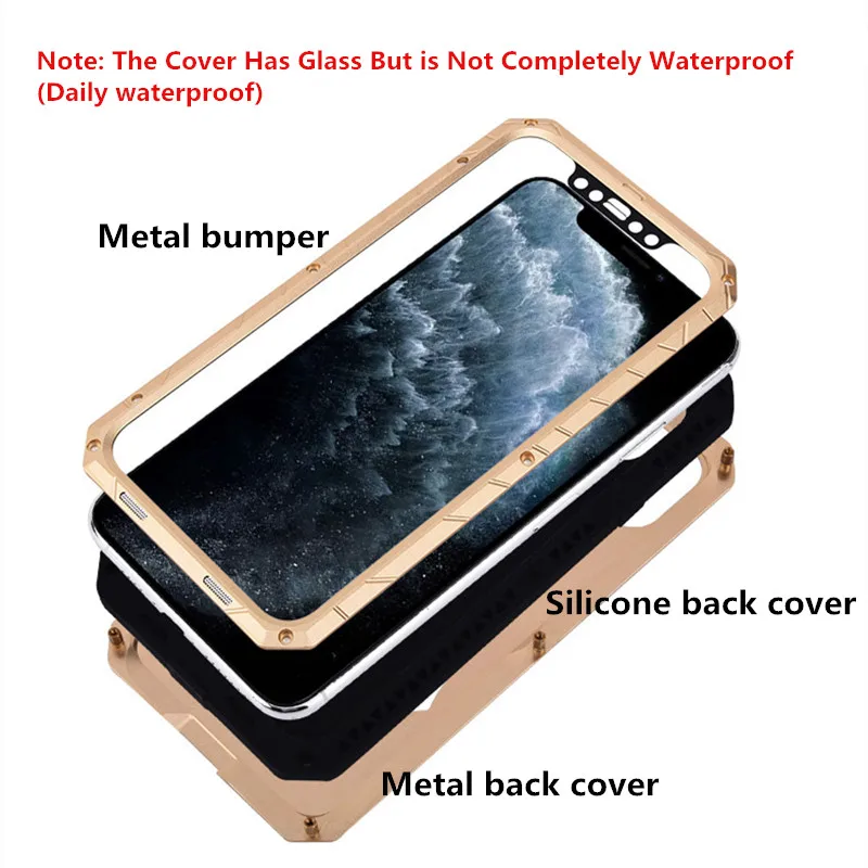 IMATCH Повседневный водонепроницаемый чехол для Apple iphone 11 Pro Max Роскошный Металлический силиконовый чехол 360 Полный Защитные чехлы для телефонов