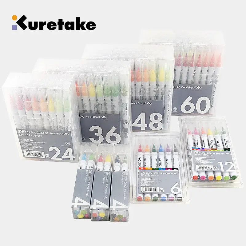 Набор кистей ZIG Kuretake чистый цвет настоящий набор в японском стиле|kuretake pen|zig penset