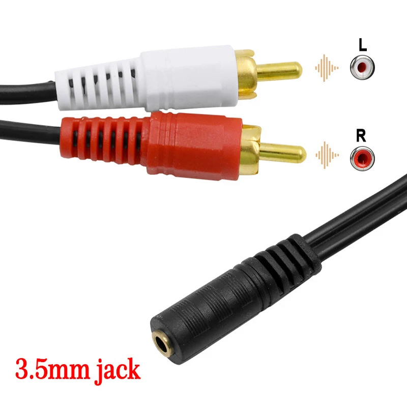 100Pcs RCA Audio Cable FeMale to 3 5mm Jack to 2 RCA AUX Cable Nylon Braided Splitter Cable for Home Theater iPhone Headphone