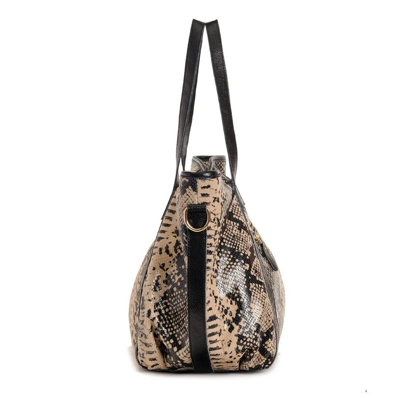 

A056 New Style Guangzhou WOMEN'S Leather Bags Europe And America Brand Snakeskin Cowhide Leather Single-shoulder Bag Shoulder La