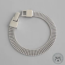 LouLeur, бусины из стерлингового серебра 925, цепочка, браслеты, Ретро стиль, морозный стиль, Шелковый, вечерние, широкий браслет для женщин, хорошее ювелирное изделие, подарки