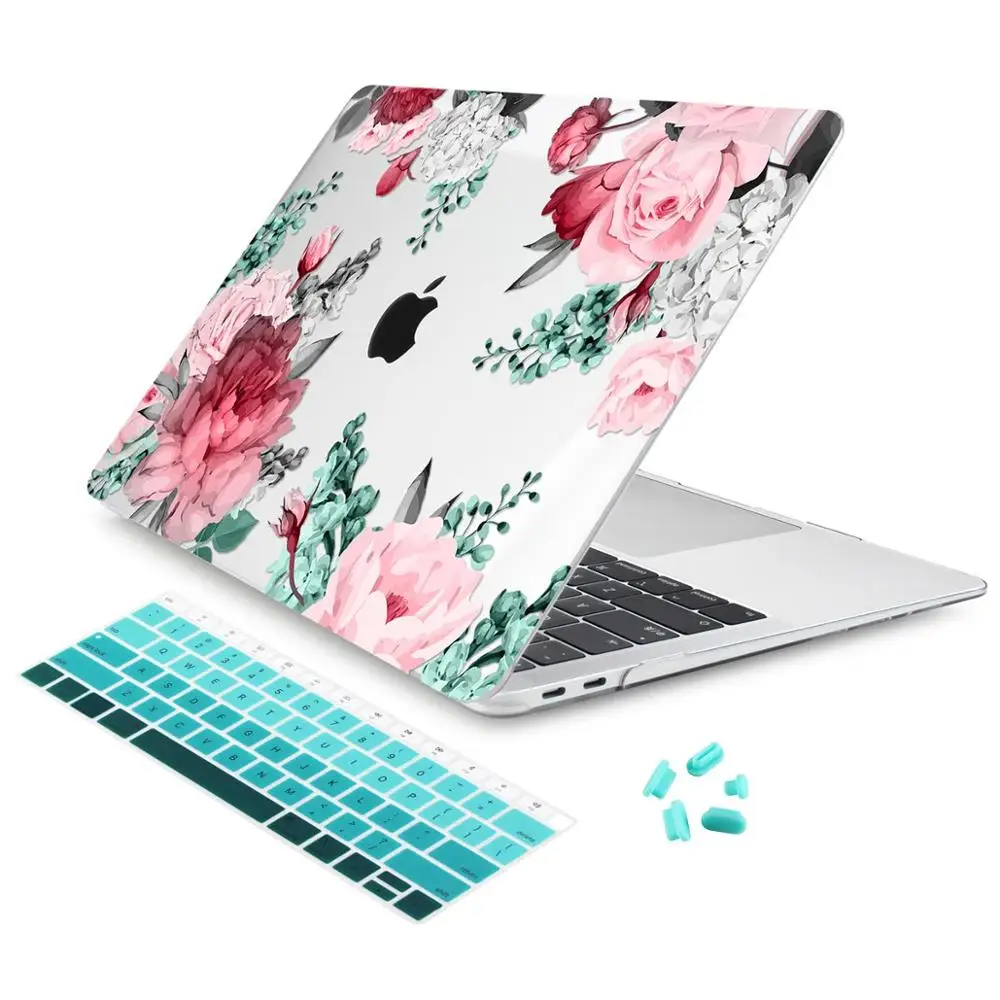 Пластиковый чехол с зелеными листьями и красивыми лепестками для Macbook Air 11 12 13 A1932 Pro 13 15 16 дюймов Touch Bar A2141 - Цвет: X126
