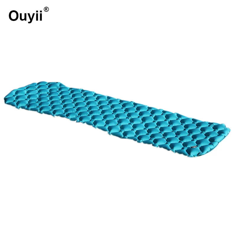 Peacock blue Outdoor Air Mattresses Camping Hiking Backpacking Travel Tent Sleeping Pad Moisture-proof Inflatable Cushion Sleeping Mattress - Цвет: Peacock blue