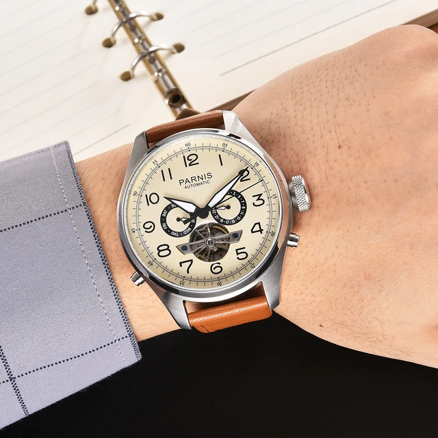 Mens Watches Parnis Mechanical | Automatic Black Watch Parnis  