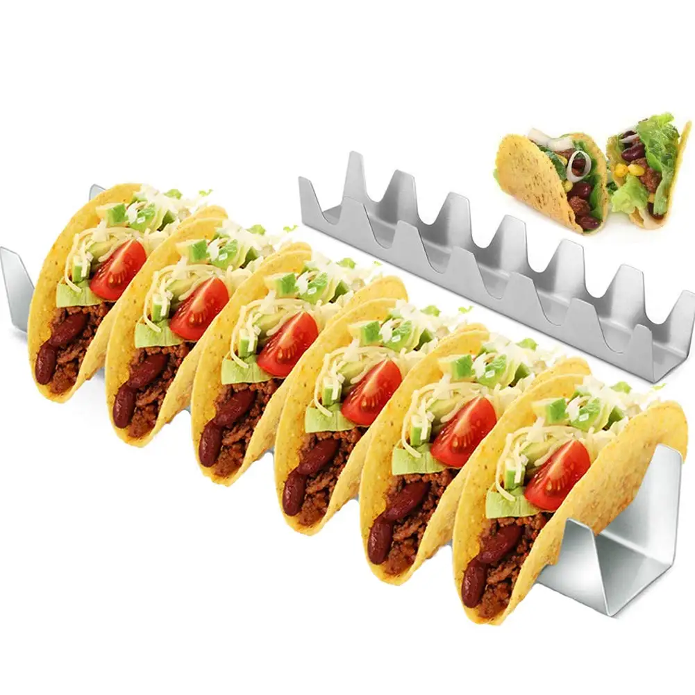 6 держателей Taco держатель из нержавеющей стали Taco Rack Shell Taco Дисплей Стенд Burrito Tortilla тарелка лоток держатель для еды Rack Shell