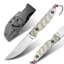 Lame fixe en acier DC53 61HRC couteau droit de haute dureté, couteau de survie tactique G10, fourreau Kydex, outil de chasse en plein air EDC