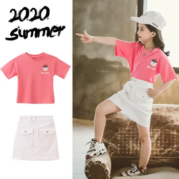 

Girls Clothing Set Letter T-shirt Denim Skirt 2pcs Kids Clothes for Girl 3 4 5 6 7 8 9 10 11 12 Year Toddler Teen Children Suits