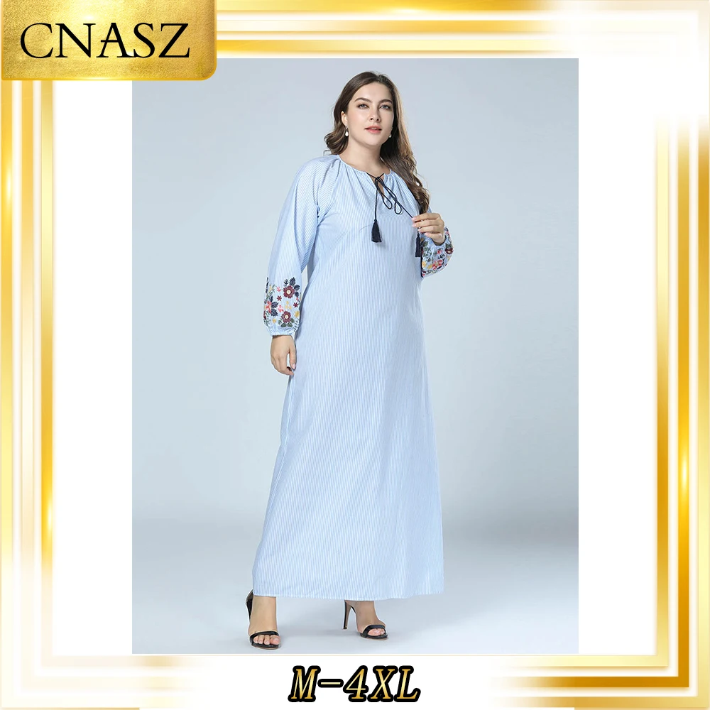 

Muslim Dresses Large Size Autumn Caftan Marocain Abaya Femme New Long Loose Embroidered Dress Muslim Robes Dress