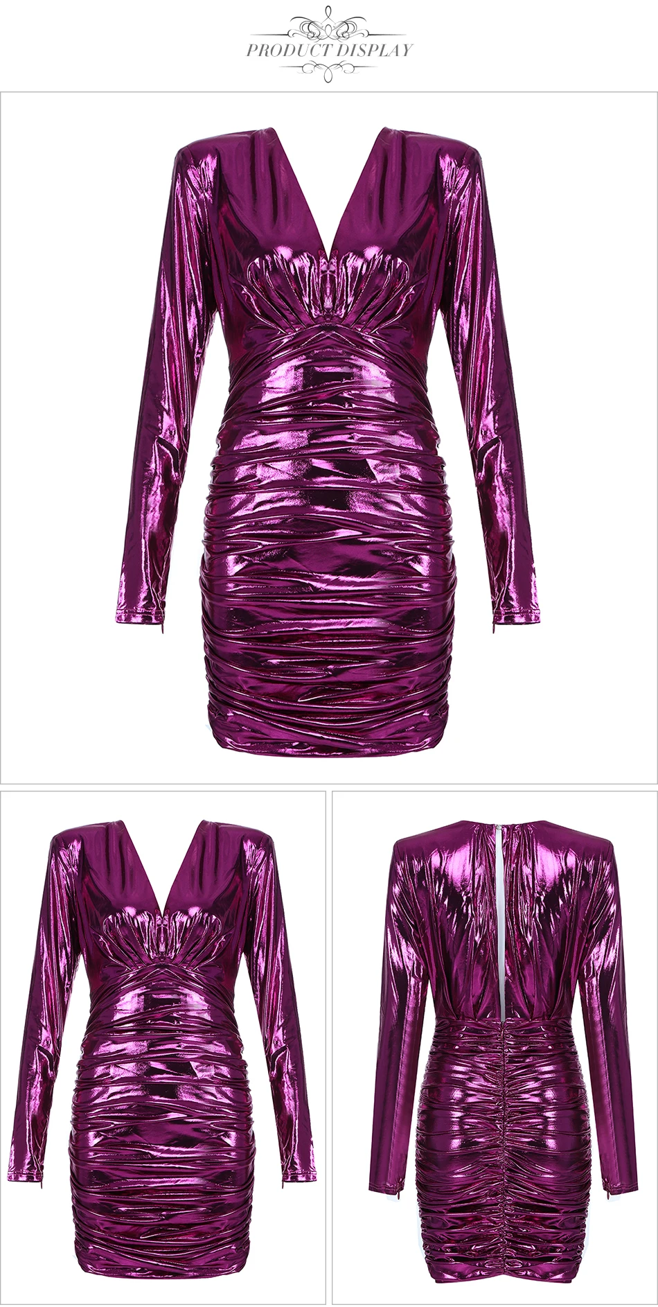Adyce новые осенние фиолетового цвета с длинным рукавом знаменитости взлетно-посадочной полосы вечерние сексуальное платье с глубоким v-образным вырезом ДРАПИРОВАННОЕ мини-Клубное платье Vestidos
