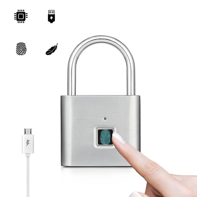 Быстрый разблокировка смарт-замок отпечатков пальцев USB Перезаряжаемый Безопасный металлический замок