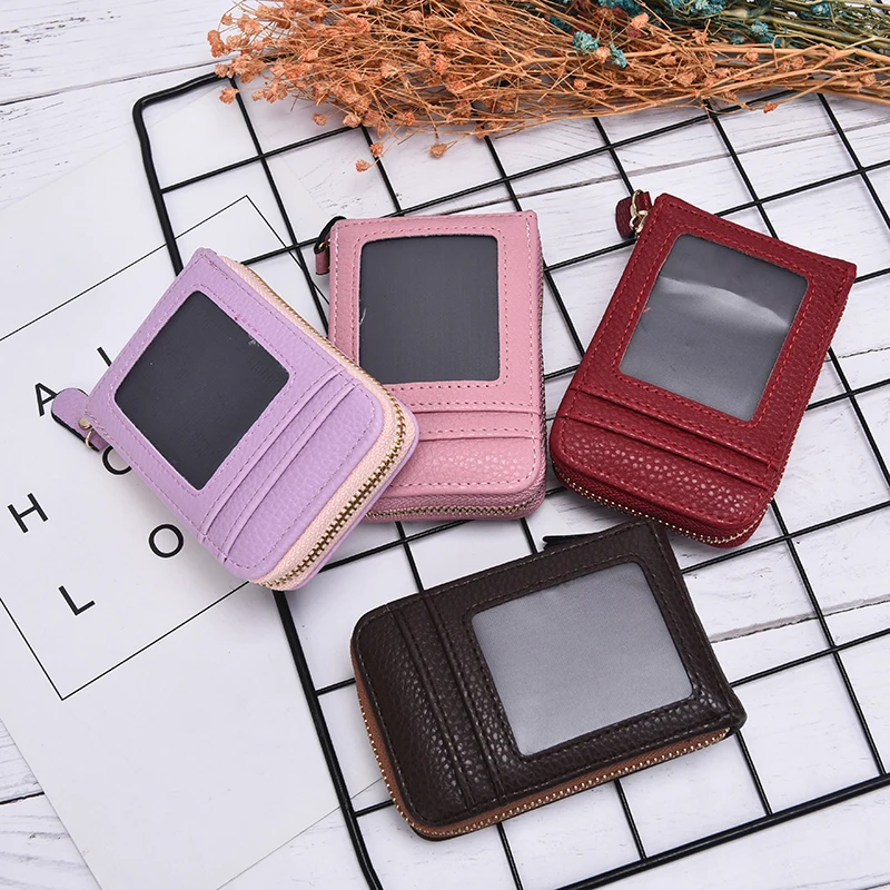 1Pc Unisex Lady Men Wallet Credit Card Case Holder Leather Blocking Zip Pocket
