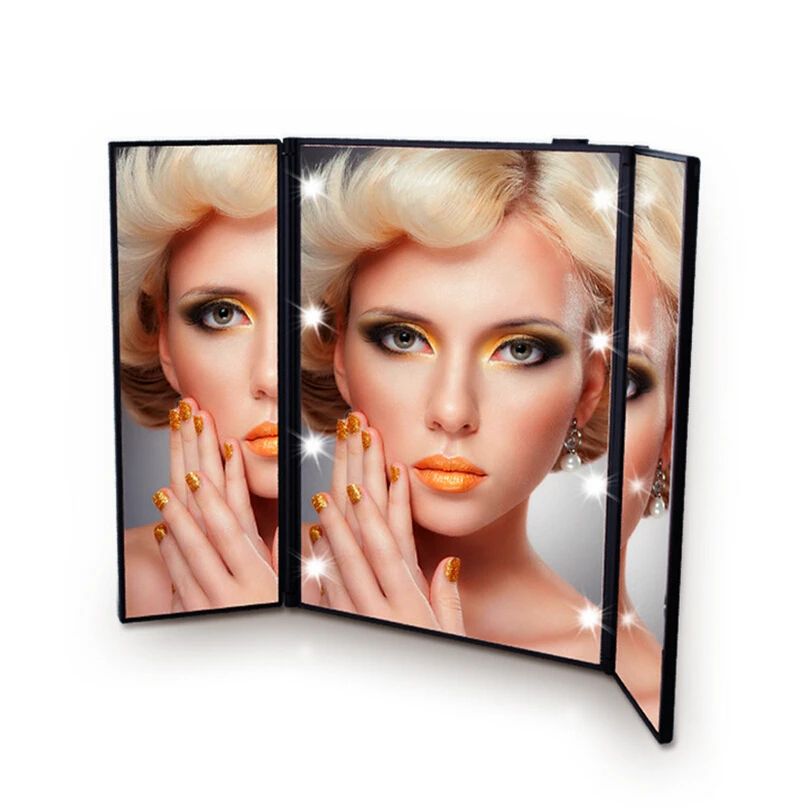 Makeup Mirror Portable LED Light Makeup Mirror Vanity lights Compact Make Up Pocket mirrors Vanity Cosmetic hand folding led Mirror lamp
