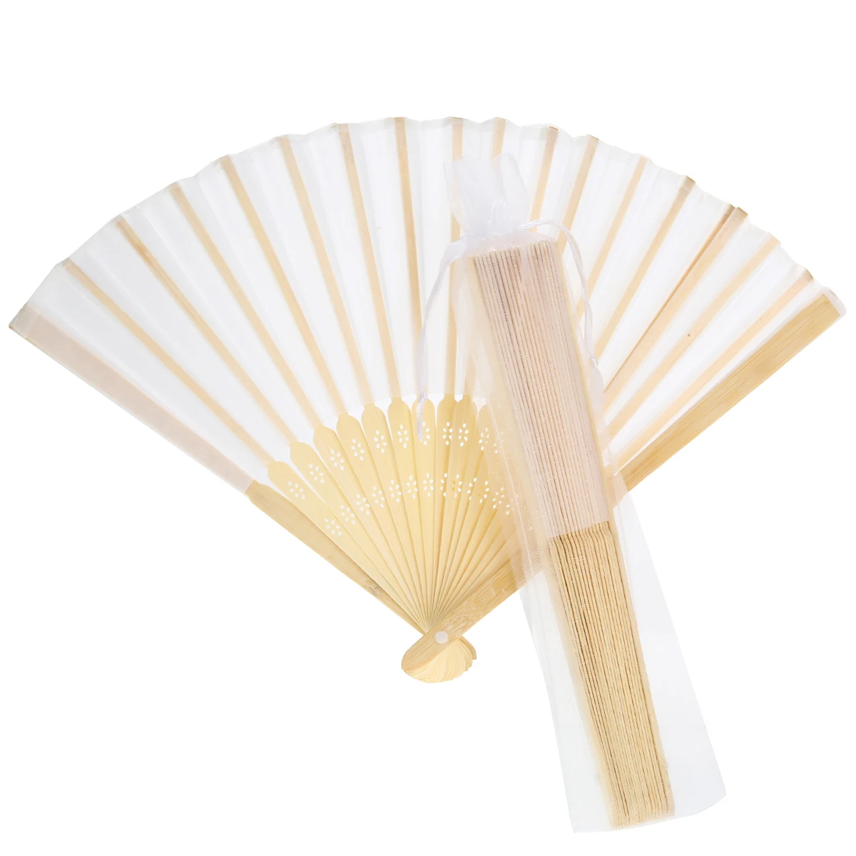Best 10pcs set Blank FoldableDance Fan Silk Bamboo Hand Held Fans Chinese Decorative Fan for Wedding Party Gift