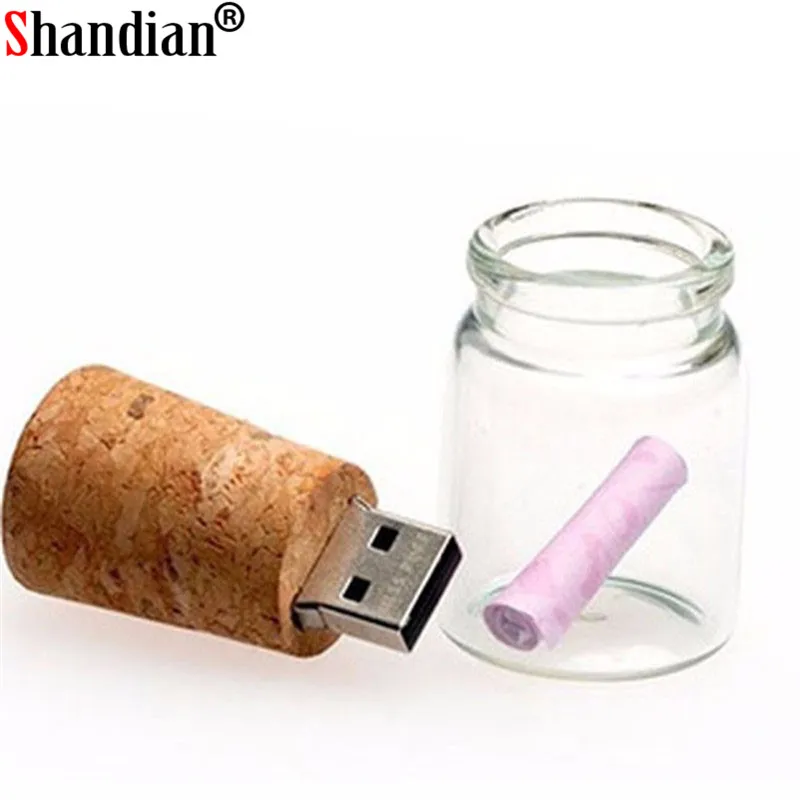 SHANDIAN USB 2 0 Новое поступление бутылка карта памяти стеклянная для дрифта usb флеш