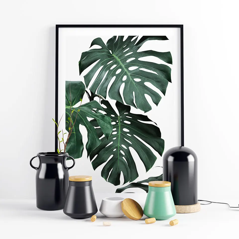 Monstera-Deliciosa-Poster-Plant-Flower-Leaf-Canvas-Painting-Nordic-Wall-Art-Pictures-For-Living-Room-Modern (1)