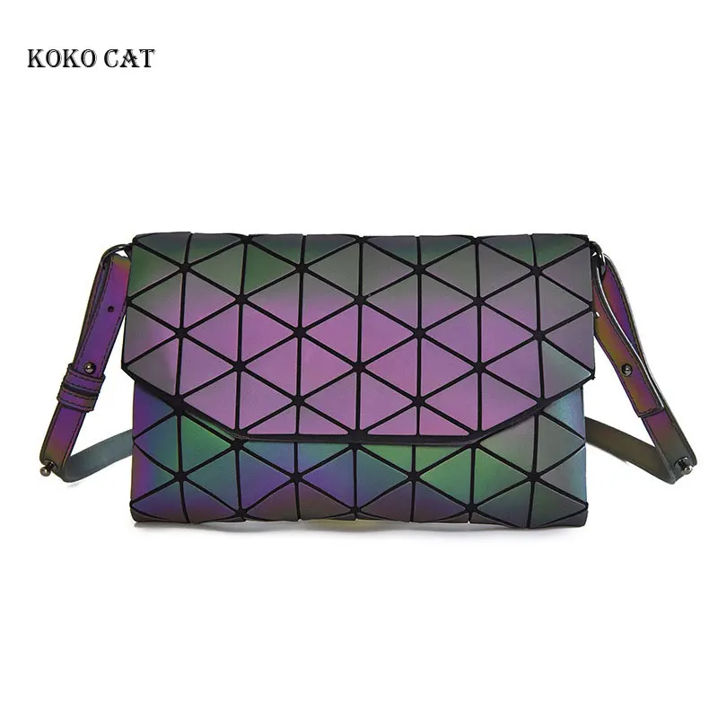 

Women Luminous Bag Ladies Geometric Makeup Handbag Folding Travel Make Up Small Purse Crossbody Shoulder Evening Clutch Bags
