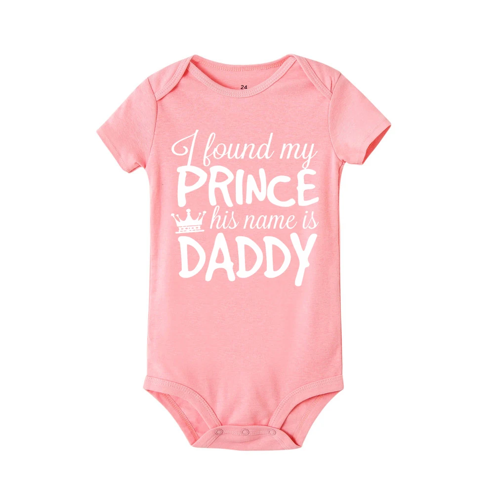 Летний Забавный хлопковый комбинезон для малышей с надписью «I Find My Prince His Name Is Daddy»; хипстерский комбинезон для малышей; милый комбинезон для новорожденных - Цвет: R064-SRPPK-