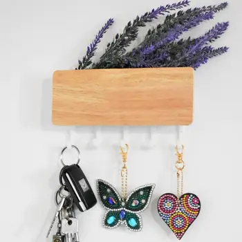 

Wood Wall Hanging Shelf Key Rack Decorative Sundries Storage Box Key Ring Hooks Clerk Housekeeper Wood Shelf