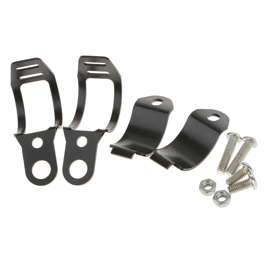 Black Motorcycle Turn Signal Light Mount Brackets Fork Ear Clamps For 30-35mm Diameter Fork Tubes Metal Made 