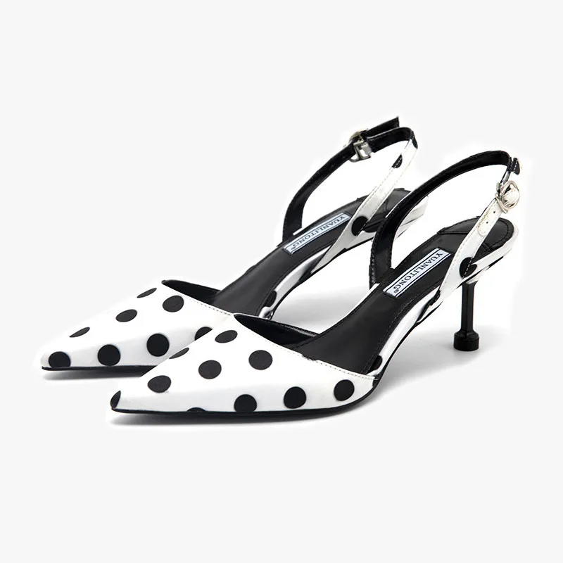 

Sandals Women High Heel Shoes 2020 Summer New Style Sandals Thin Heel Polka Dot Pointed-Toe Sandals Fashion Women Shoes