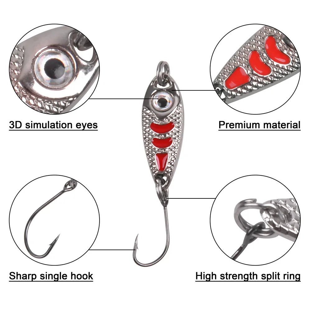 12Pcs Löffel Angeln Lockt Kleine Angeln Jig Löffel köder Spinner Köder für Forelle Bass Barsch Angeln Zink/metall Legierung 2g-5g – Detail 4