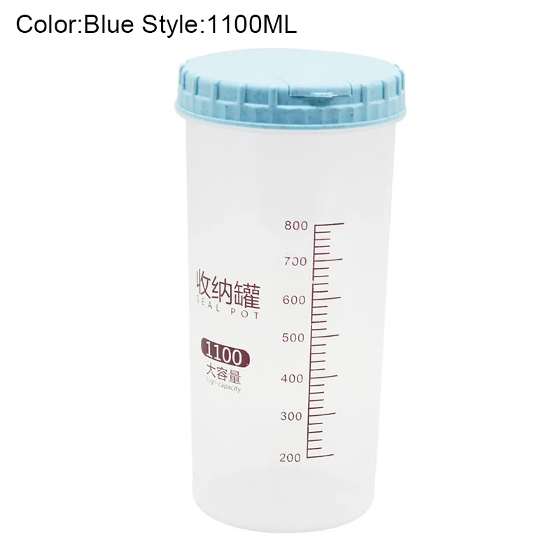 1100ML 300/500/700/1100/1800 мл Platstic прозрачный банка для хранения еды круглый запаянный бак Крупы контейнеры Caddy J99Store - Цвет: 1100ML