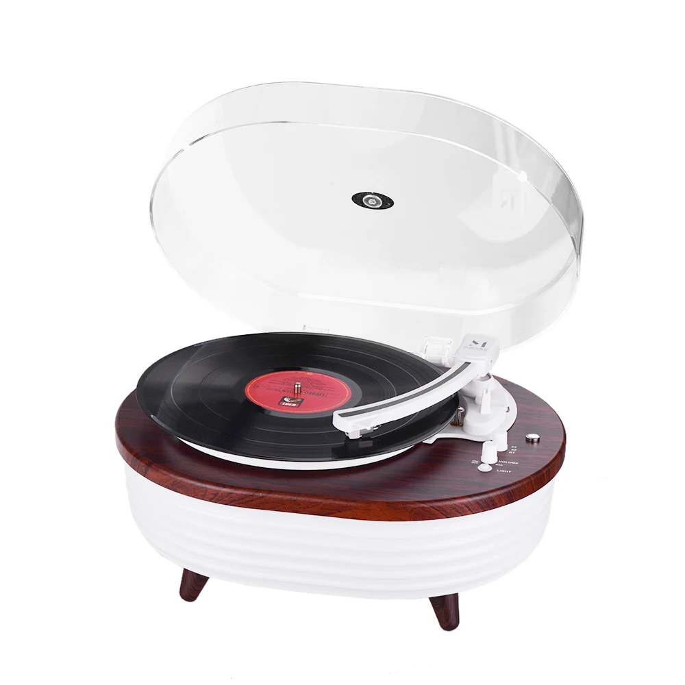 Record Player 2-speed(33/45 RPM) BT Turntable Built-in Stereo Speaker with Volume Control RCA Output for 7/10/12 Inch Vinyl