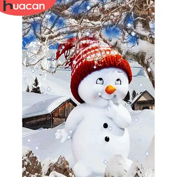 

HUACAN 3D DIY Full Drill Square Diamond Embroidery Christmas Snowman Diamond Painting Landscape Art Rhinestone Handmade Gift
